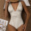 Women's Beige Tummy Control Monokini One-Piece Bathing Suit 5