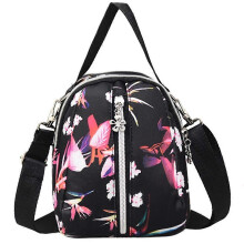 (Black) Women Nylon Handbag Simple Printing Single Shoulder Messenger Bag with Adjustable Strap and Spacious Interior in Multiple Colors