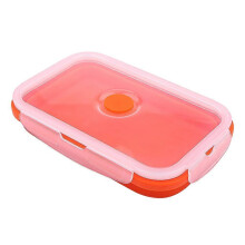 (Orange) Silicone Collapsible Bowl Bento Boxes 3-Compartment Folding Food Storage Container for Meal Prep, Travel, and Camping