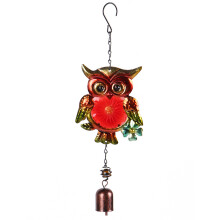 (5005 Red Bell, White Box Packaging) Buntglas Eule Windspiel Garten
