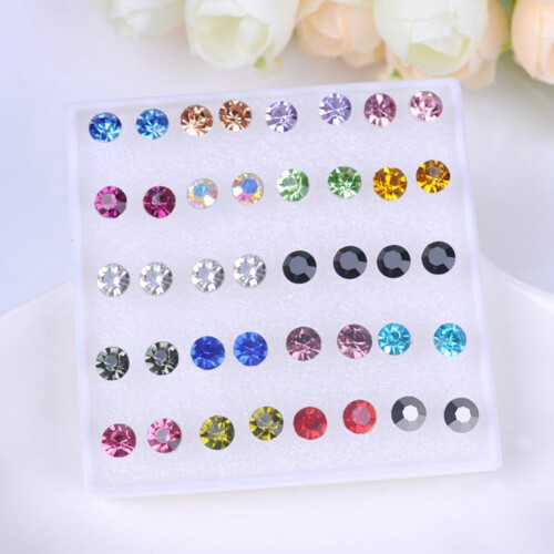Multi-Color Zircon Earrings Set - 20 Pairs 1