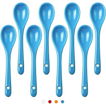Conjunto de 8 Colheres de Chá em Cerâmica Azul, 12 cm, para Café Expresso e Sobremesas, Adequado para Máquina de Lavar L
