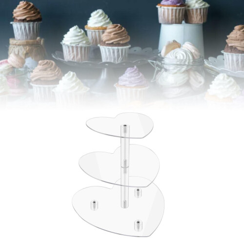 Heart-Shaped Acrylic Cupcake Stand Clear 3-Tier 17-Cupcake 2