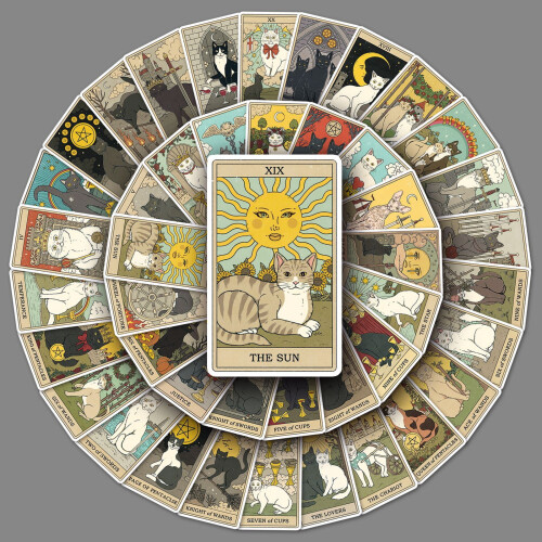 Cat Tarot Stickers Waterproof DIY Pack 78 1
