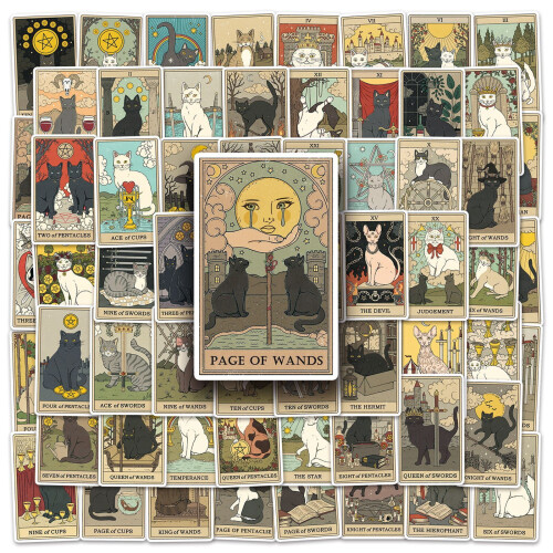 Cat Tarot Stickers Waterproof DIY Pack 78 2