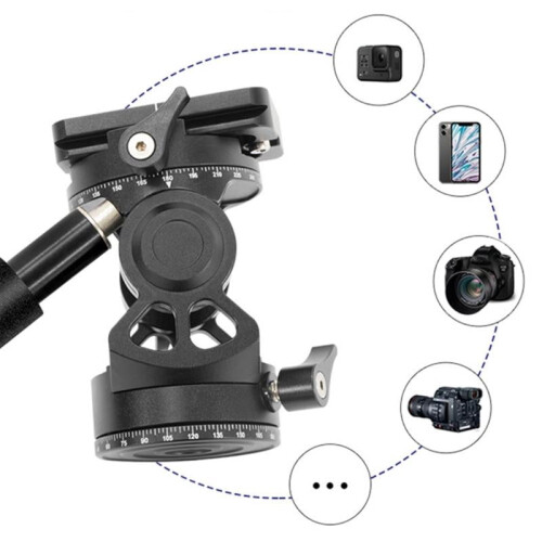 Panoramic Tripod Fluid Head with Quick Release Plate and 1