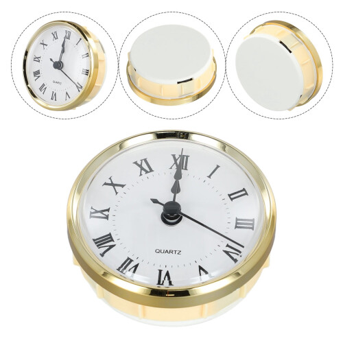 3.1 Inch Round Quartz Clock Insert with Gold Trim Spade 1