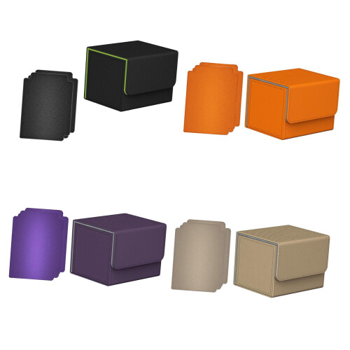 Trading Card Deck Box PU Leather 4 pcs Black Orange 1