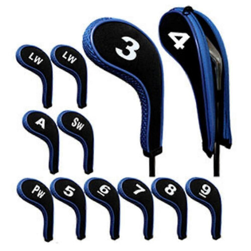 (White) 12 Pcs Golf Club Head Iron Covers Zippered Neoprene Protective Portable Durable Tool 1