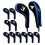 (Black) 12 Pcs Golf Club Head Iron Covers Zippered Neoprene Protective Portable Durable Tool 2