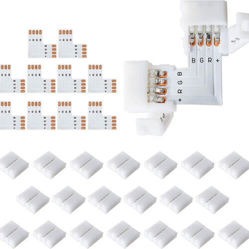 L-Shaped 4-Pin 10mm RGB LED Connector Kit 20 pcs 2