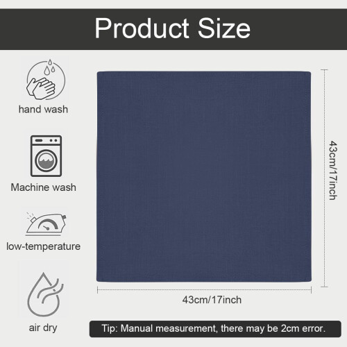 Cloth Napkins 17 Inch Navy Blue 24 Pcs Polyester 2