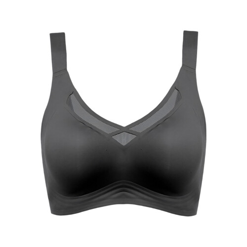 Stretchy Supportive Wirefree Bra Full Coverage-Black M