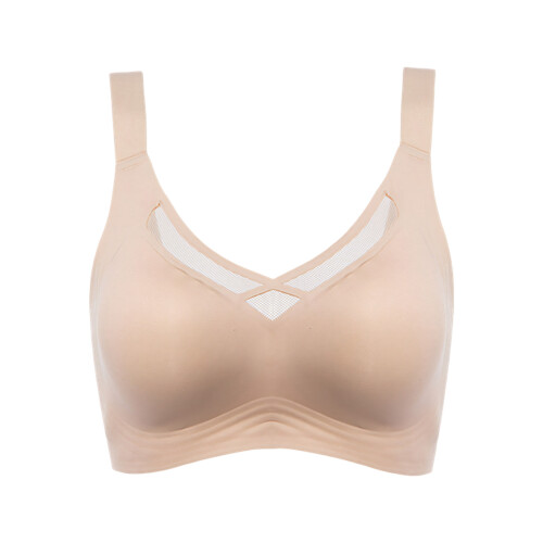 Womens Mesh V Neck Wireless Bra Full Coverage Padded-Color XXL
