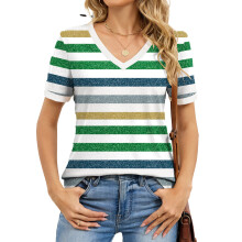 Damen-T-Shirts, kurzärmelige Dolman-Hemden, Kleidung mit-Grün L