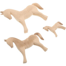3 stuks onafgewerkte houten paardenbeeldjes, dierenornamenten, doe-het-zelf knutselproject, huisdecoratie, feestdecoratie.