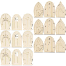 36 piezas de recortes de puertas de hadas de madera, rodajas de madera sin terminar, suministros para manualidades, mini adornos de puerta.