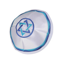 (Blue) Ventilated Kippah Head Cover Machine Washable Polyester For Cultural Gatherings White