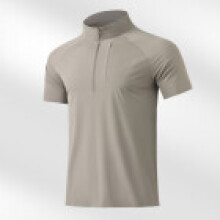 (Brown,L)Polo Shirt Men Women Ice Silk Stretchable Cooling Tshirt For Jogging Sports And