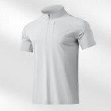 (Light Gray,L)Polo Shirt Men Women Ice Silk Stretchable Cooling Tshirt For Jogging And Sports