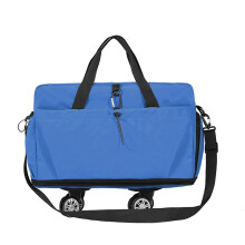 (Blue) Wheeled Sport Bag Large Capacity Fitness Bag Travel Bag Weekender Bag Luggage Bag Overnight Bag with Dry Wet Separation  Orange