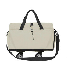 (Beige) Wheeled Sport Bag Large Capacity Fitness Bag Travel Bag Weekender Bag Luggage Bag Overnight Bag with Dry Wet Separation  Orange