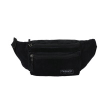 (Black) Fanny Pack Corduroy Waist Bag Zippered Chest Bags Sling Travel Pouch for Girls  Gray