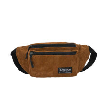 (Brown) Fanny Pack Corduroy Waist Bag Zippered Chest Bags Sling Travel Pouch for Girls  Gray