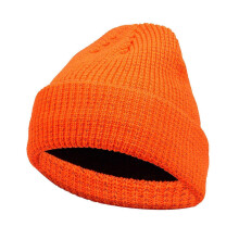 (orange) High Visibility Knitted Caps For Night Running Cycling with Reflective Thread Comfortable Safety Beanies Hat for Outdoor Yellow
