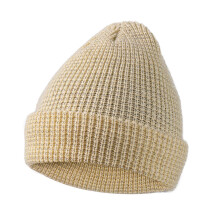 (Beige) High Visibility Knitted Caps For Night Running Cycling with Reflective Thread Comfortable Safety Beanies Hat for Outdoor Yellow