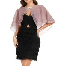 (Color No. 147) Wedding Ceremony Shawl With Sunproof Twifold Laye Construction Metal Button Breathable Polyester For Outdoor Event Burgundy