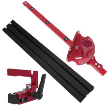 Universal Table Saw Miter Gauge with Fixed Angle Gear Shifting Hole,Miter Saw Protractor Aluminium Push Handle T Track