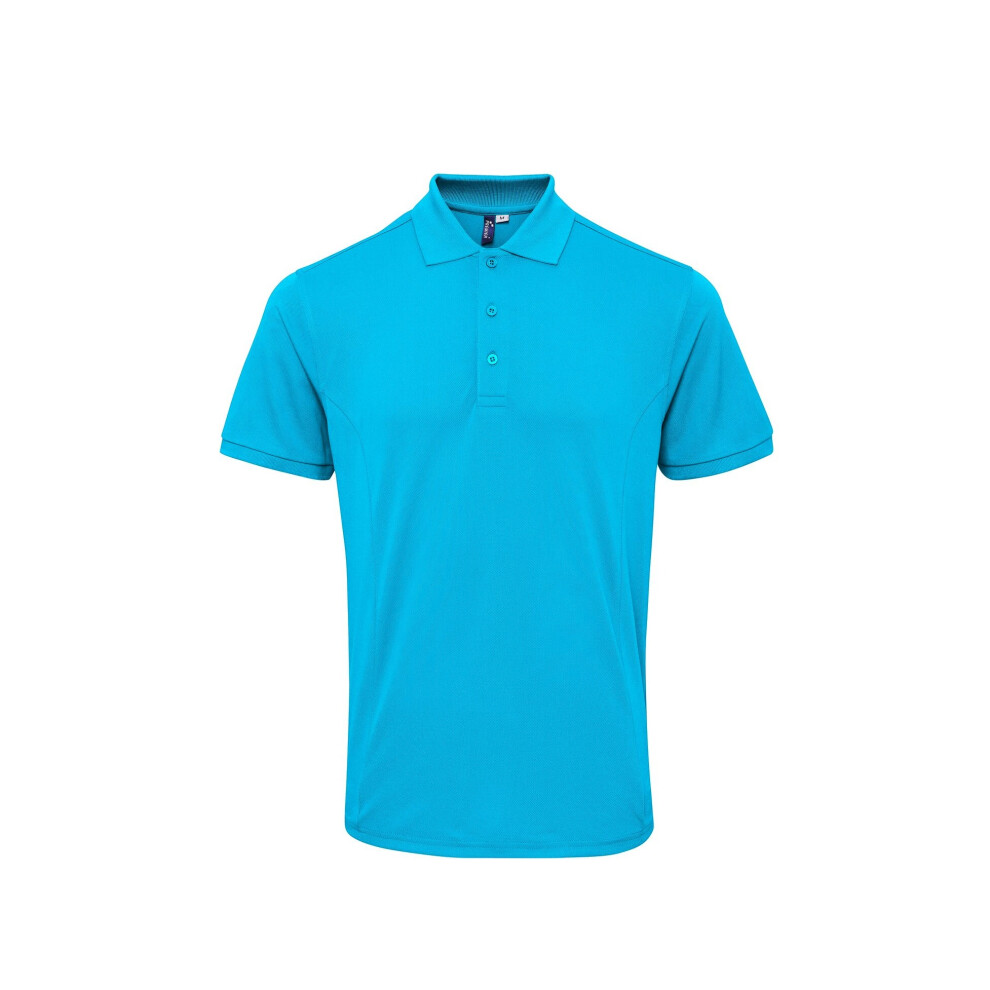 Premier (3Xl, Turquoise) Mens Coolchecker Plus Pique Polo With Coolplus