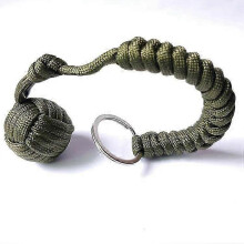 (Army Green) monkey fist steel ball key chain for self defense