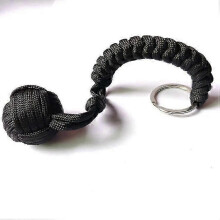 (Black) monkey fist steel ball key chain for self defense