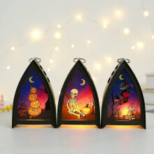3pcs Halloween Lantern, Triangle Horror Atmosphere Portable Led Lights for Bedroom Garden Tree Carnival Bar Mall Decorationatmosphere Candlestick Deco