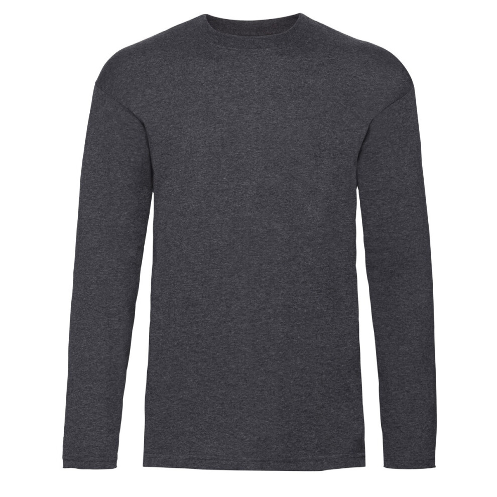 Fruit Of The Loom (2Xl, Dark Heather) Mens Valueweight Crew Neck Long Sleeve T-Shirt