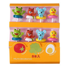(A) 1 Set Fruit Fork Cute Cartoon Non-slip Reusable Easy to Clean Decorative Plastic Snack Cake Dessert