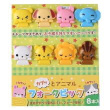 (F) 1 Set Fruit Fork Cute Cartoon Non-slip Reusable Easy to Clean Decorative Plastic Snack Cake Dessert