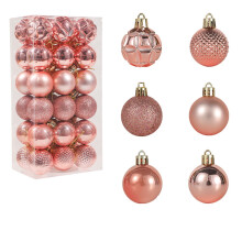 Pink Christmas Ball Ornaments Set 2 inch 36 pcs
