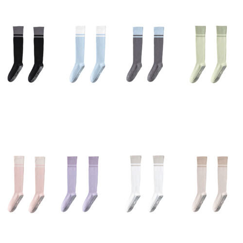 Women's Cotton Knee Length Compressed Socks with Grip For-White 1