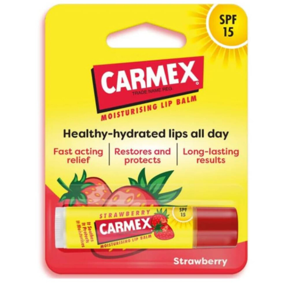 Photos - Lipstick & Lip Gloss Carmex Strawberry Moisturising Lip Balm SPF15 4.25g 