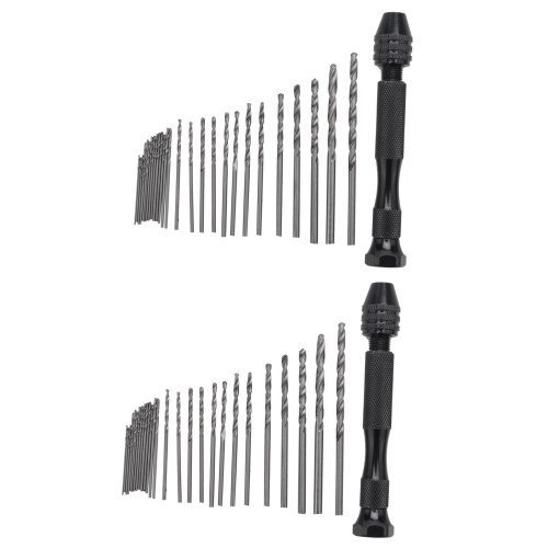 Hand Drill Bits Set 62Pcs Hand Drill Set Precision Pin Vise Micro- Twist Drill Bits for Wood, Delicate Manual Work