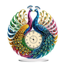 PeacockShape Diamond Art Clock Ornaments Kit Battery Operated DiamondPainting Clock Decorative Room Decoration