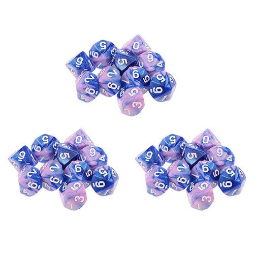 30Pcs/Set 10 Sided D10 Polyhedral Dices Numbers Dials Desktop Table Board Game PXPF,Style 2