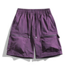 (Purple,M)Mens Lightweight Summer Shorts With Pocket Decor And Breathable Fabric For Youth Activities
