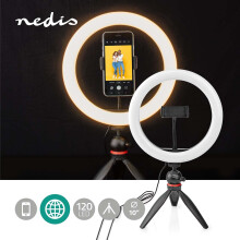 Ringljus | 10 inch | 120 LED's | 2700 - 6700 K | Trevbensstativ | Svart