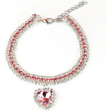 Cat Collar Adjustable Pet Chain Multicolor Rhinestones Cat Accessory Fashion Pet Accessory Dog Necklace(30-40cm,Pink)