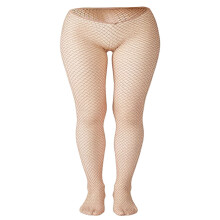 Fashion V Waist Fishnet Stockings With Glitters-Caramel