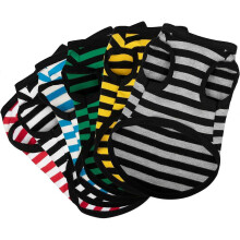 6 Pieces Dog Striped Shirt Cotton Sleeveless Puppy Dog Shirts Breathable Pet Apparel Tank Top Colorful Puppy Sweatshirt Dog Clothes M